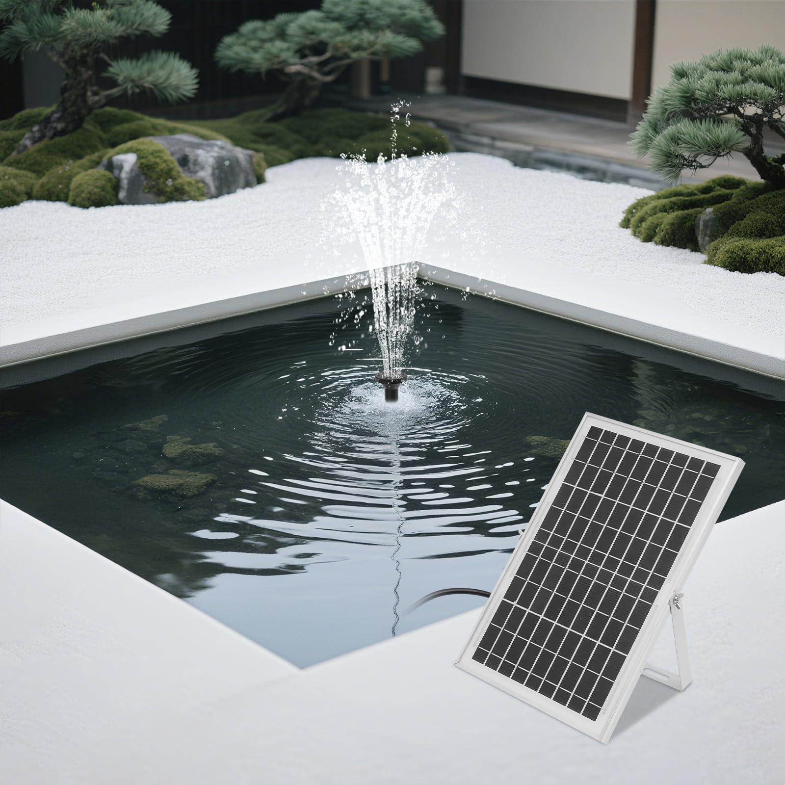 Pompa solare per ruscello da 1000 l/h, pompa a cascata, per giardino, laghetto, fontana, fontana solare, 10 W, altezza di portata 1,5 m, IP68, per laghetto, terrazza