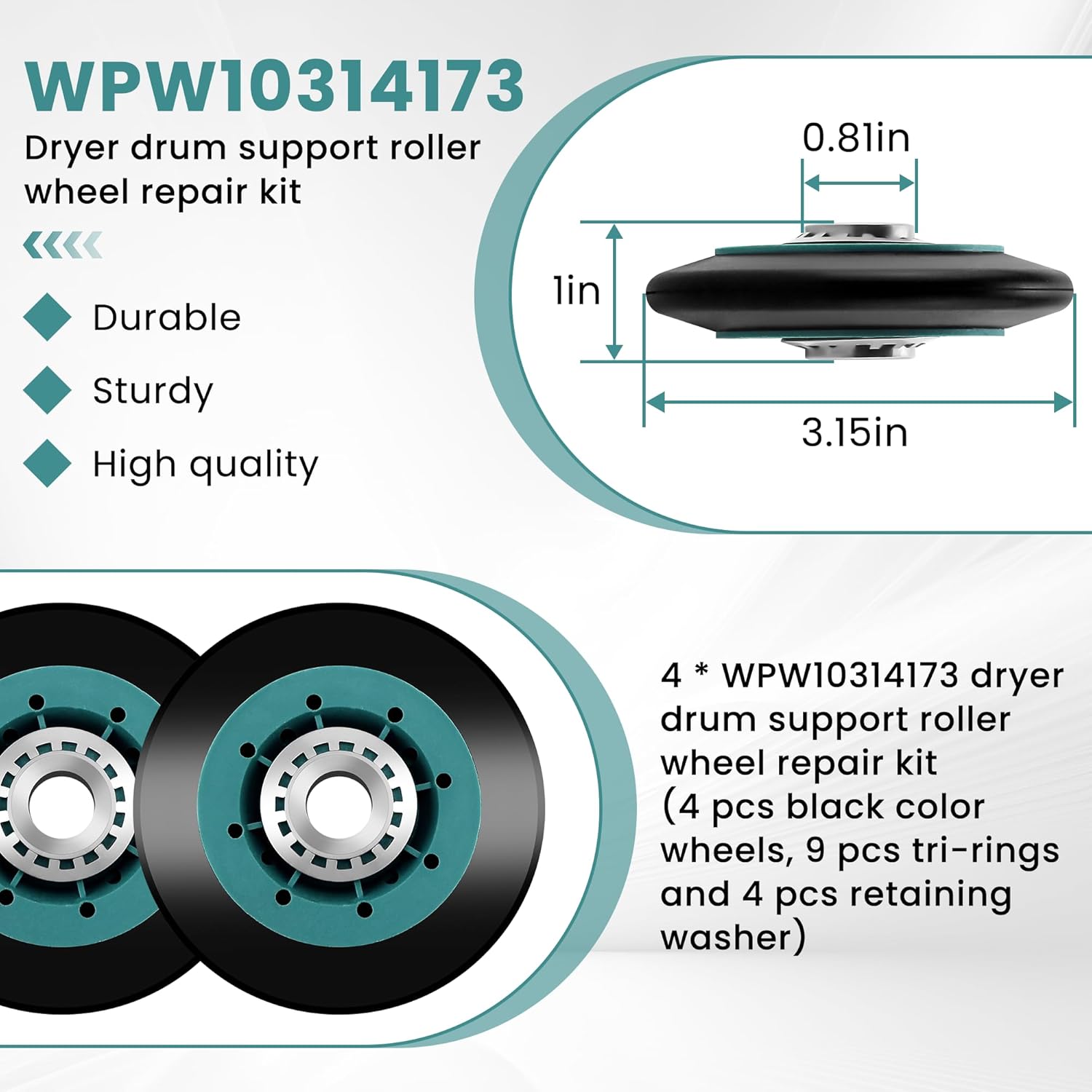 UPGRADED WPW10314173 4392067 Dryer Repair Kit & W10837240 Dryer Idler Pulley Replaces Whirlpool Cabrio Duet Maytag Bravos XL Dryer Parts MEDB835DW4, Includes W10314173 & 661570V & 279640 by AMI PARTS