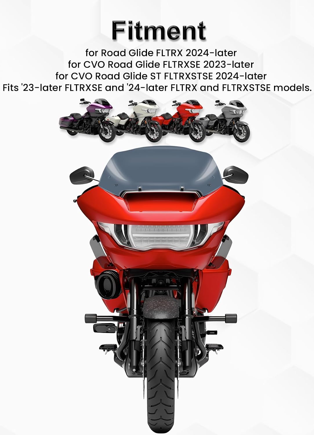 9" Wave Windshield Windscreen Wind Splitter Compatible with Harley Davidson Touring CVO Road Glide FLTRXSE 2023-up,CVO Road Glide ST FLTRXSTSE 2024-up,Road Glide FLTRX 2024-up (Tint)