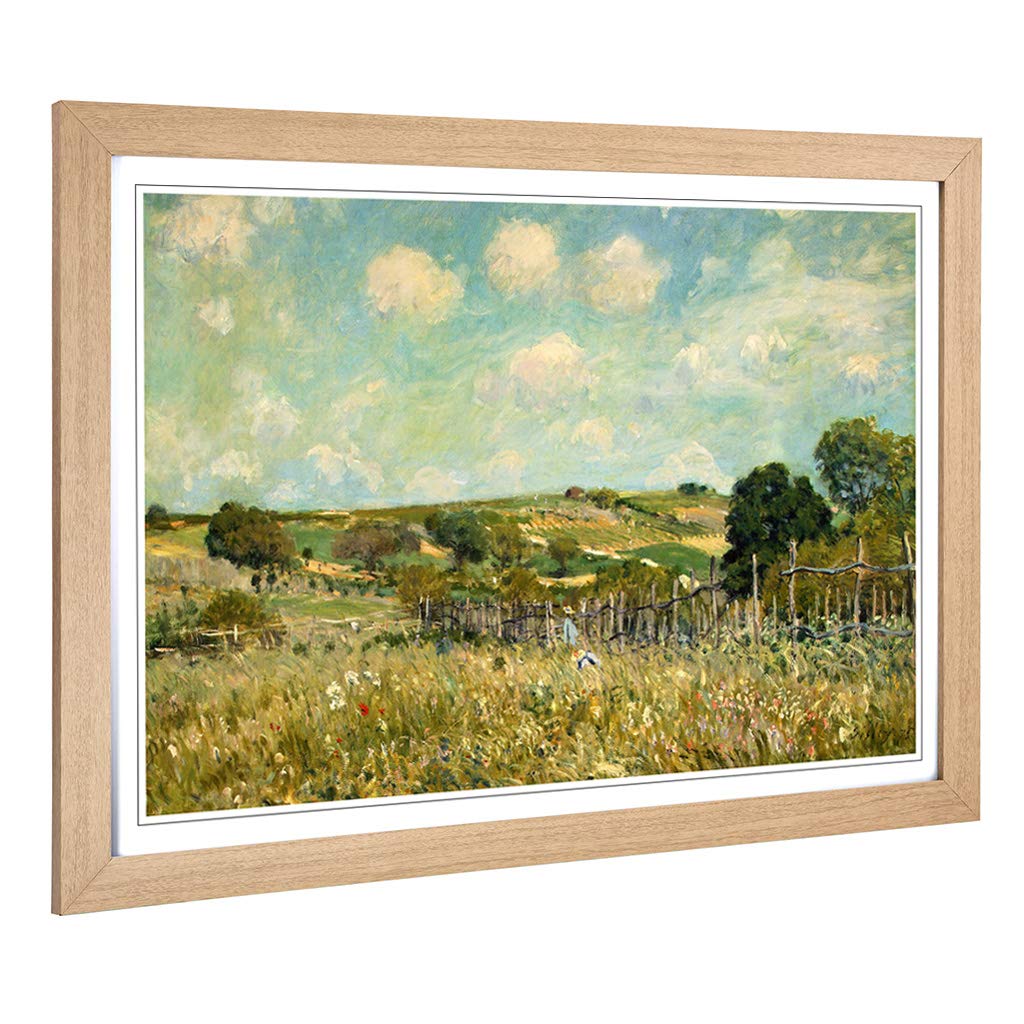 Big Box Art Framed Print of Alfred Sisley The Meadow Design | Wall Art Picture | Home Decor for Kitchen, Living, Dining Room, Bedroom, Hallway, Office, Oak, A2 / 24.5x18 Inch / 62x45cm