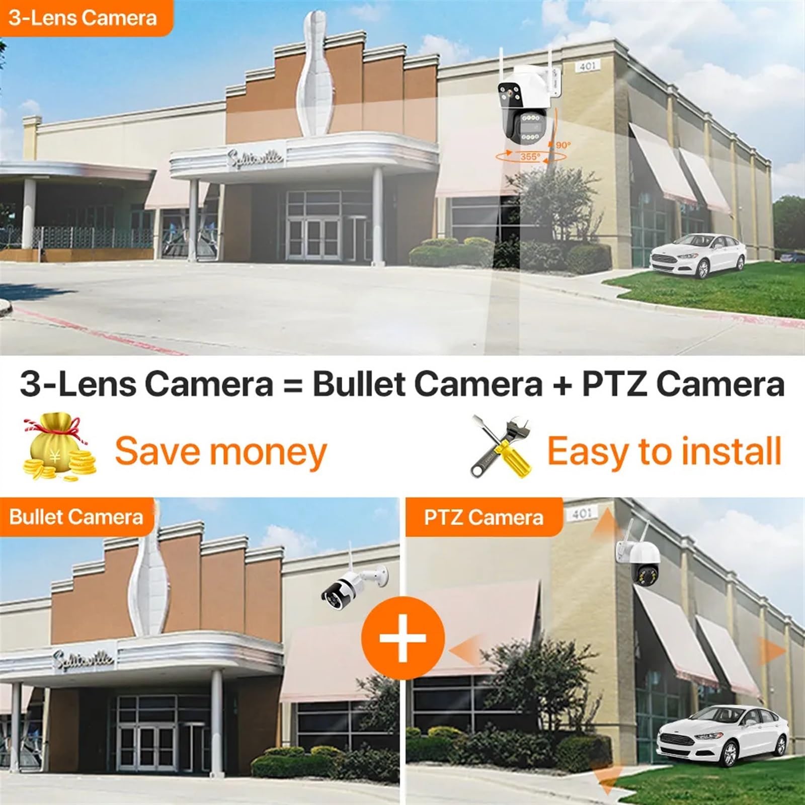Kamera monitoringowa, Karta SIM 4G kamera kopułkowa PTZ 4K 6MP HD 10X Zoom zewnętrzna bezprzewodowa kamera do monitoringu CCTV dwukierunkowy dźwięk P2P, Bezpieczeństwo, Zabezpieczenie przed kradzieżą