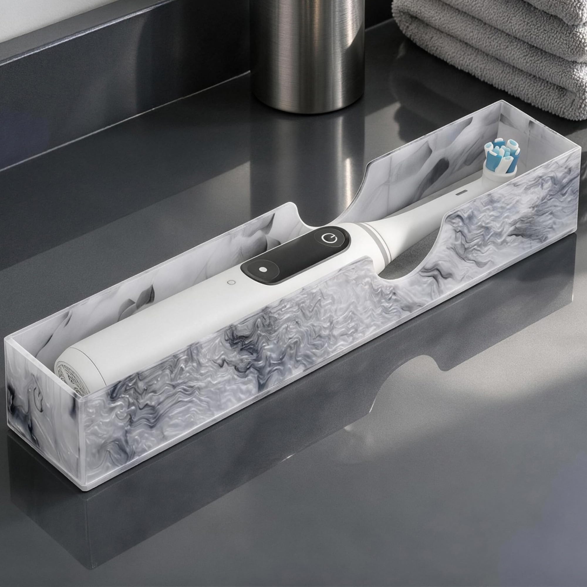 Acrylic Electric Toothbrush Holder with Diatomite Drying Stone (Gray) — image 1