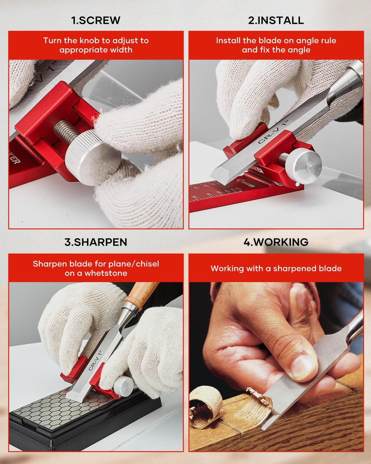 Saker Digital Angle Rule & Sharpening Guide - Precision Woodworking Tool for Chisel Sharpening, Plane Blade Restoration, and Sharpening Stone Flattening,Complete Sharpening System for Hand Tools