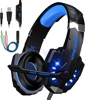 Odaban Gaming Headset with Microphone-Over Ear Gaming Headphones for Ps5 Ps4 Switch Pc-Noise Cancelling & Volume Control & Deep Bass Stereo Sound & Led Lights & Soft Earmuffs,for Laptop Phone