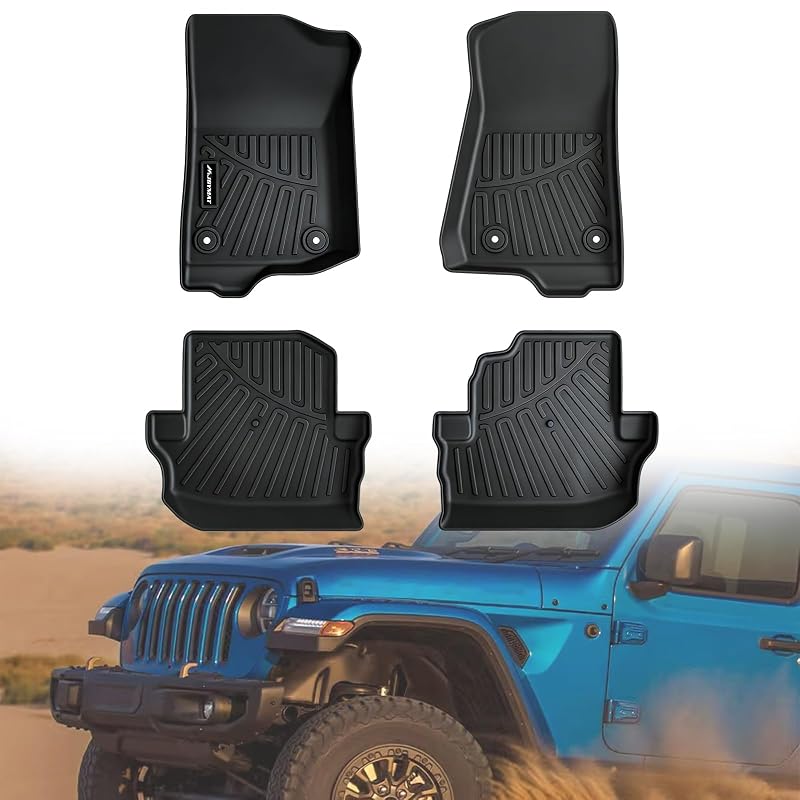 Tapetes automotivos para Jeep Wrangler JL Unlimited 2 portas 2018–2026, TPE preto com bordas elevadas MJBYMAT