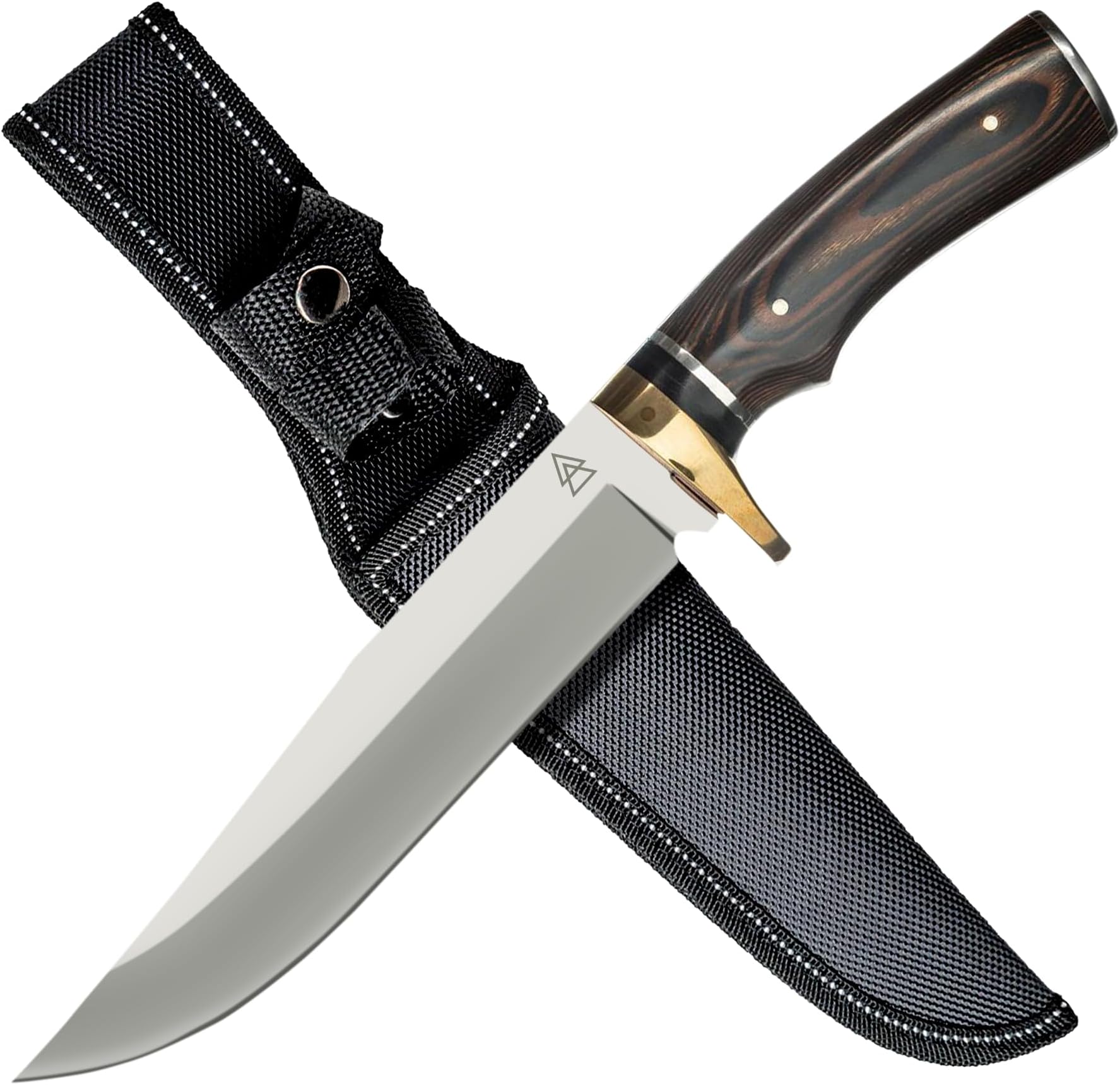Bowie Knife Full Tang with Sheath, 12" Fixed Blade Knife Full Tang with 440 Stainless Steel Brazilian Rosewood Handle, Nylon Sheath by Kratos - ZF8