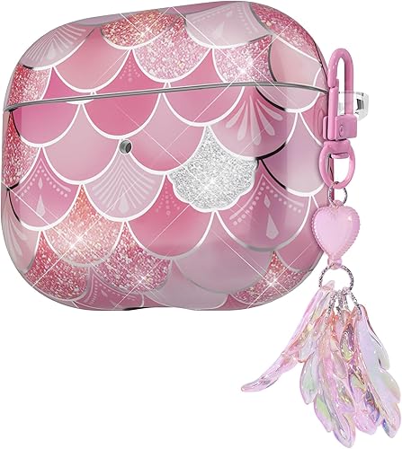 Funda para AirPods de tercera generación, funda protectora suave con purpurina para mujeres y niñas, compatible con Apple AirPods 3 con llavero,