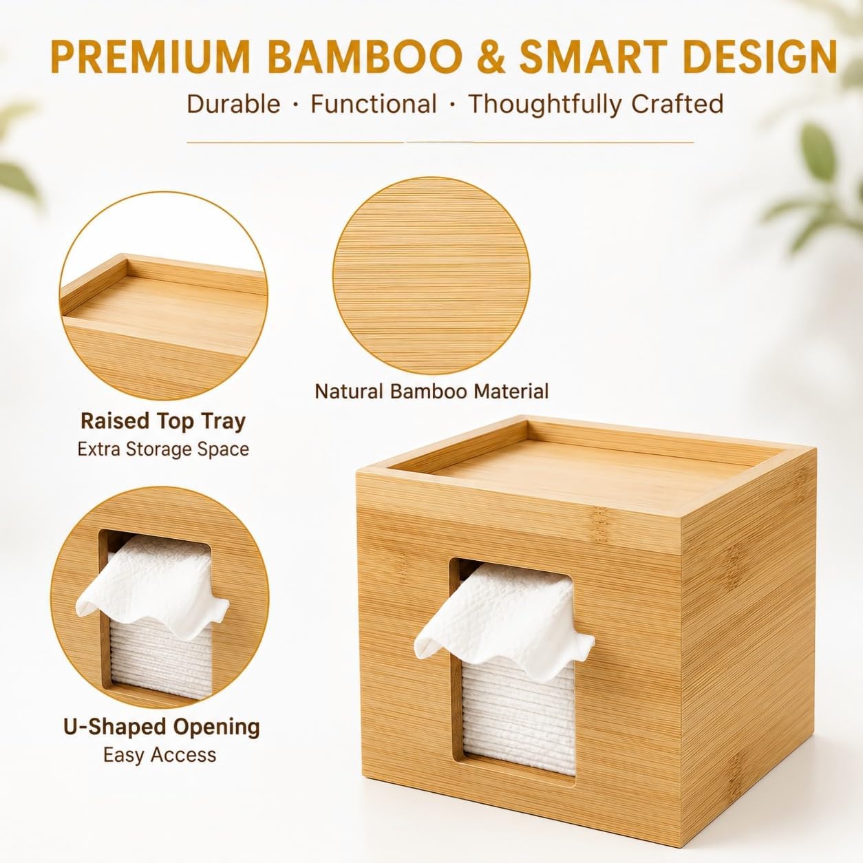 Disposable Face Towel Holder, Bamboo Facial Towel Holder Organizer (Wood) image 4