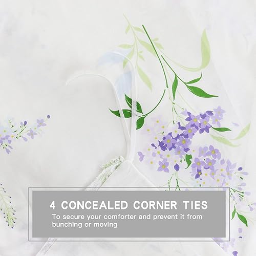 Miniatura 6 de Funda de edredón tamaño matrimonial, 100% algodón egipcio lavable de 600 hilos, tamaño matrimonial (80 x 90 pulgadas) con 2 fundas de almohada (20 x