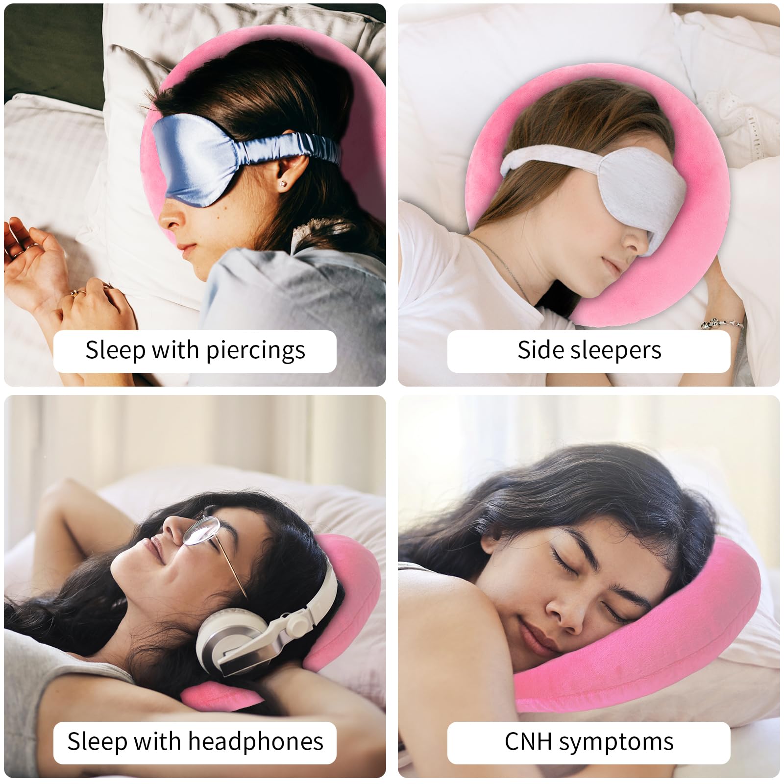 EasyStar Ear Piercing Pillow with Removable Pillowcase, Adjustable Padding Side Sleeper Pillow, Donut Shaped 29 by 29 cm, Protect Your Ears and Providing a Good Night's Sleep - Image 3