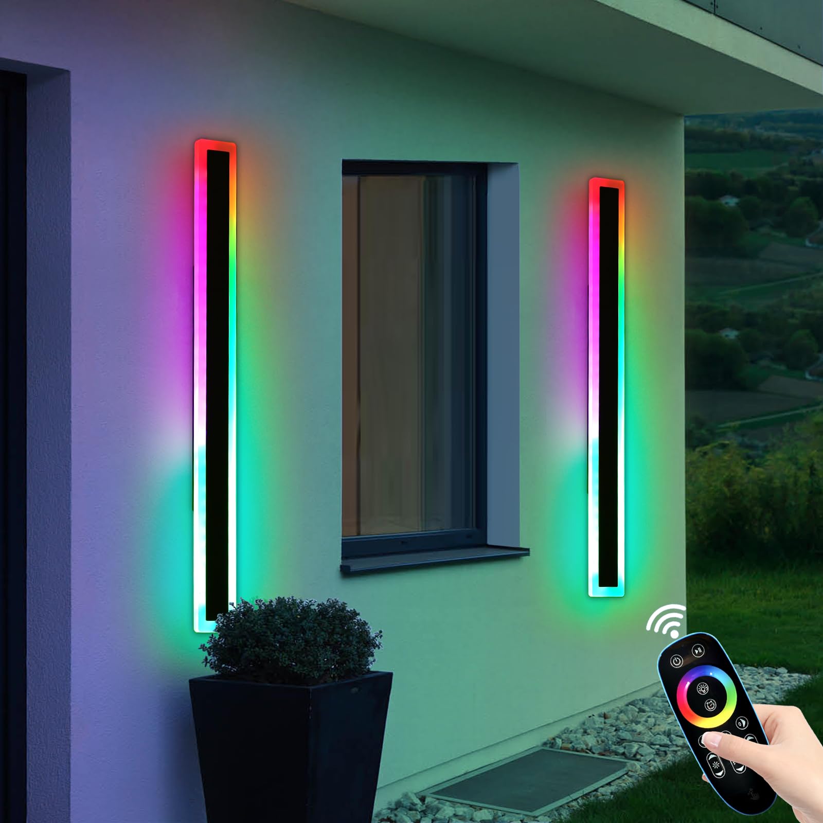 Mikeru 40CM Black Wall Lights, 2Packs Modern Acrylic Wall Light 3000K/4500K/6500K 3 Color Hard Wired Outside Light Wall Mounted Light for Lighting in Front of Mirrors, Garden Decoration — view 30