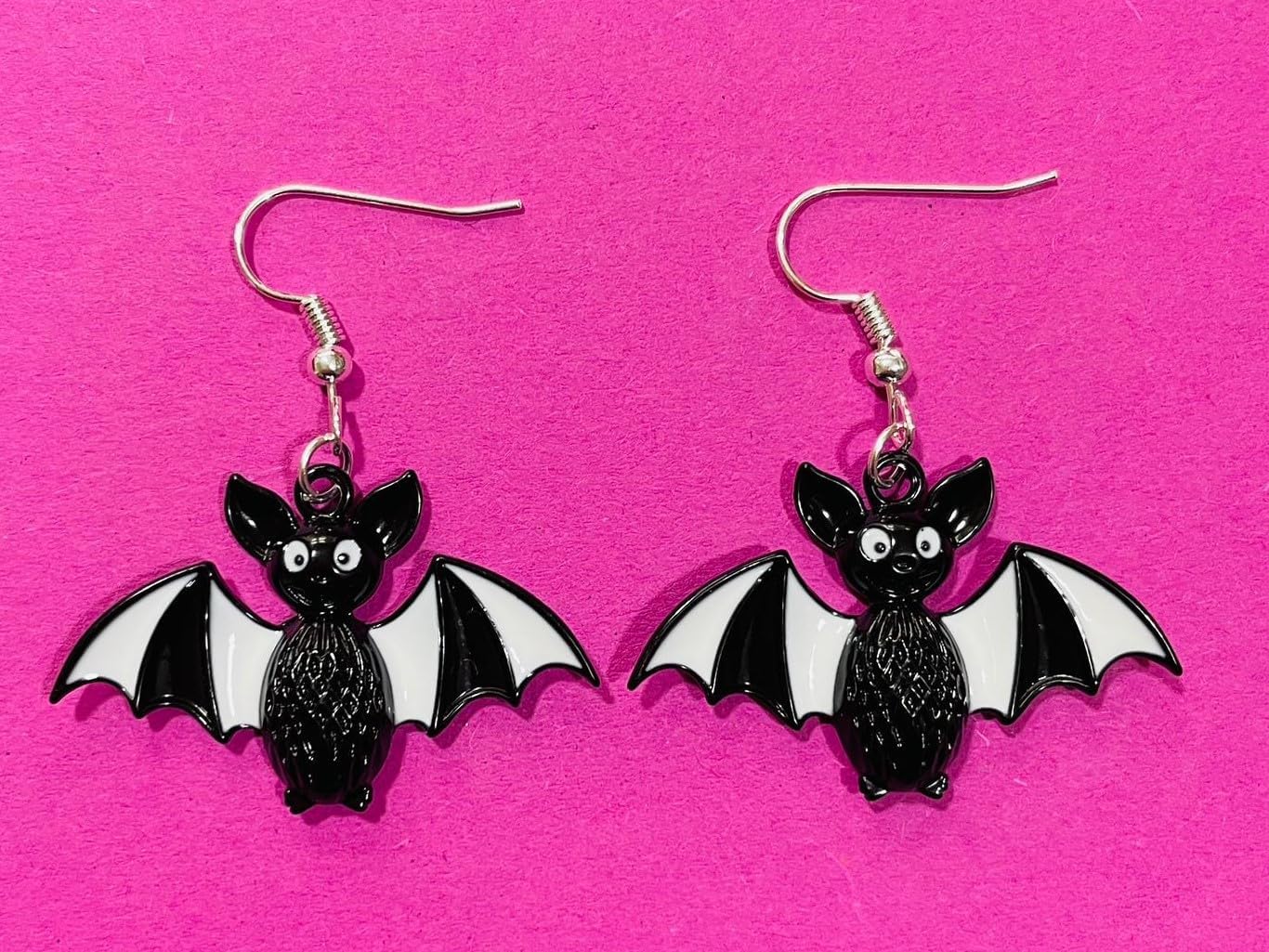 Bat Earrings Miniblings Halloween Vampire Bloodsuckers Black White - Handmade Fashion Jewelry - Earring Ear Jewelry