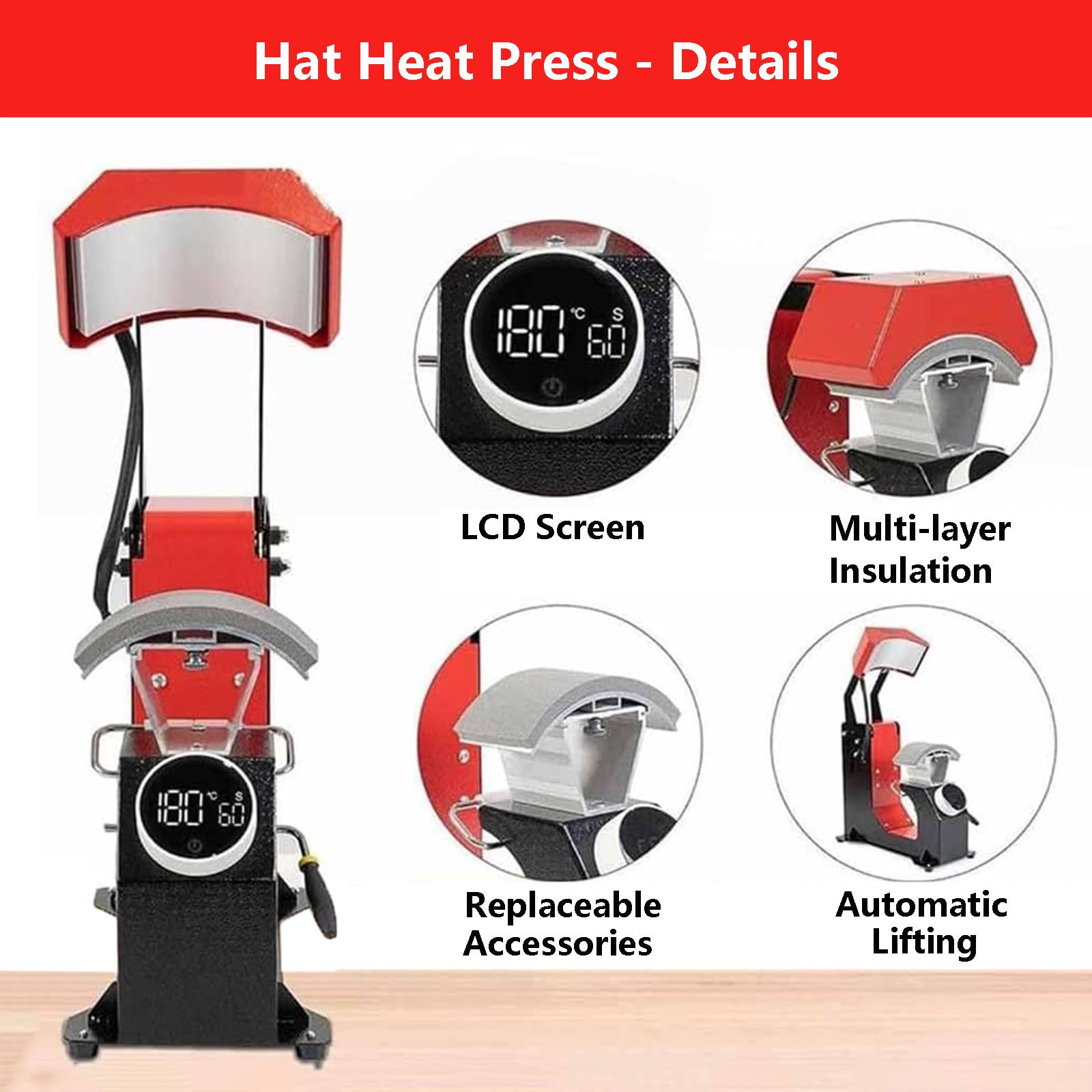 Macchina Automatica per pressa di Calore per Cappelli e Macchina per Stampa a Sublimazione per Cappelli e Macchina per Stampa a Caldo per Cappelli, segni di trasferimento