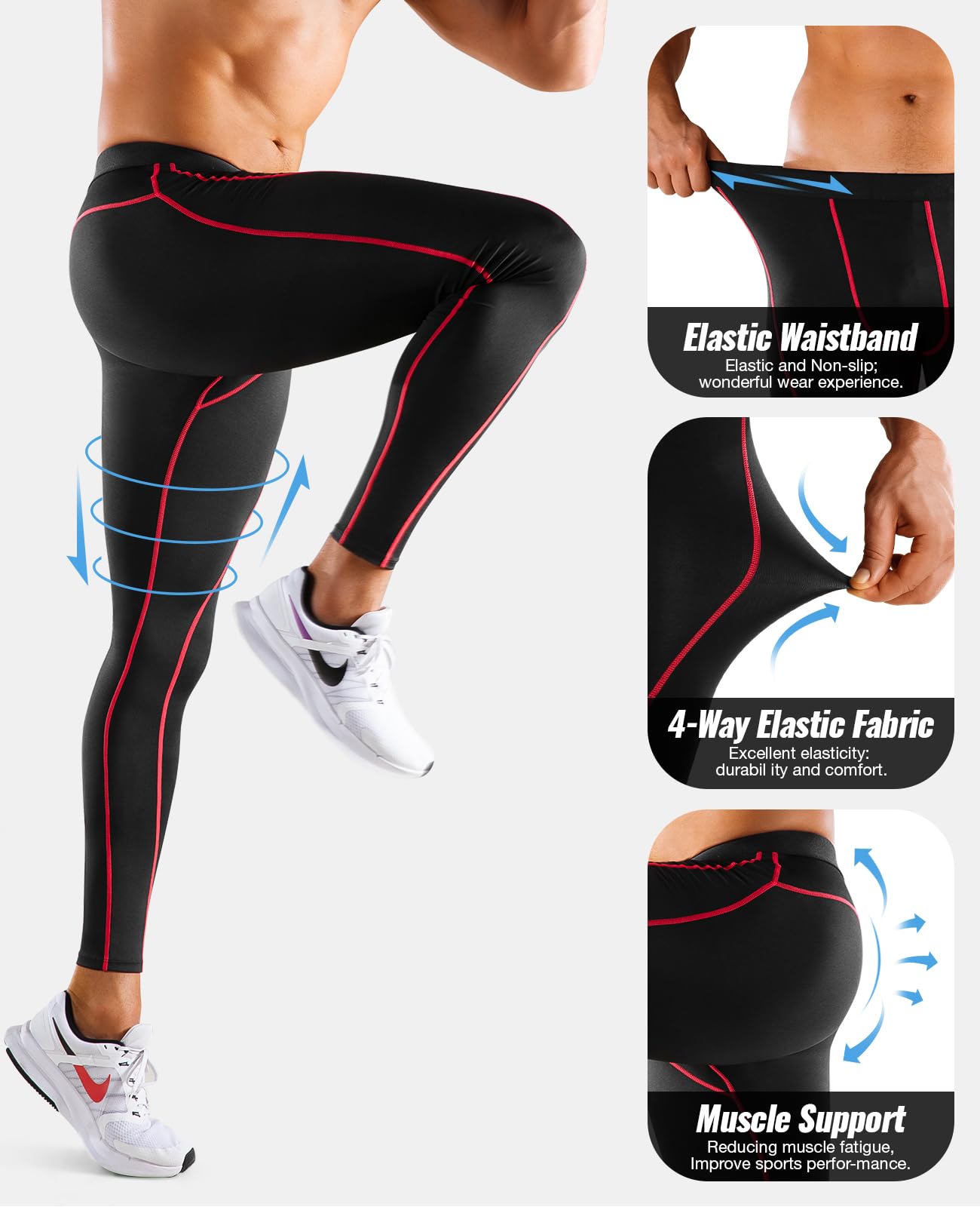 Niksa 2 Piezas Mallas Hombre Gym Leggings Deporte Pantalón Largo de Compresión Ropa Running Hombres