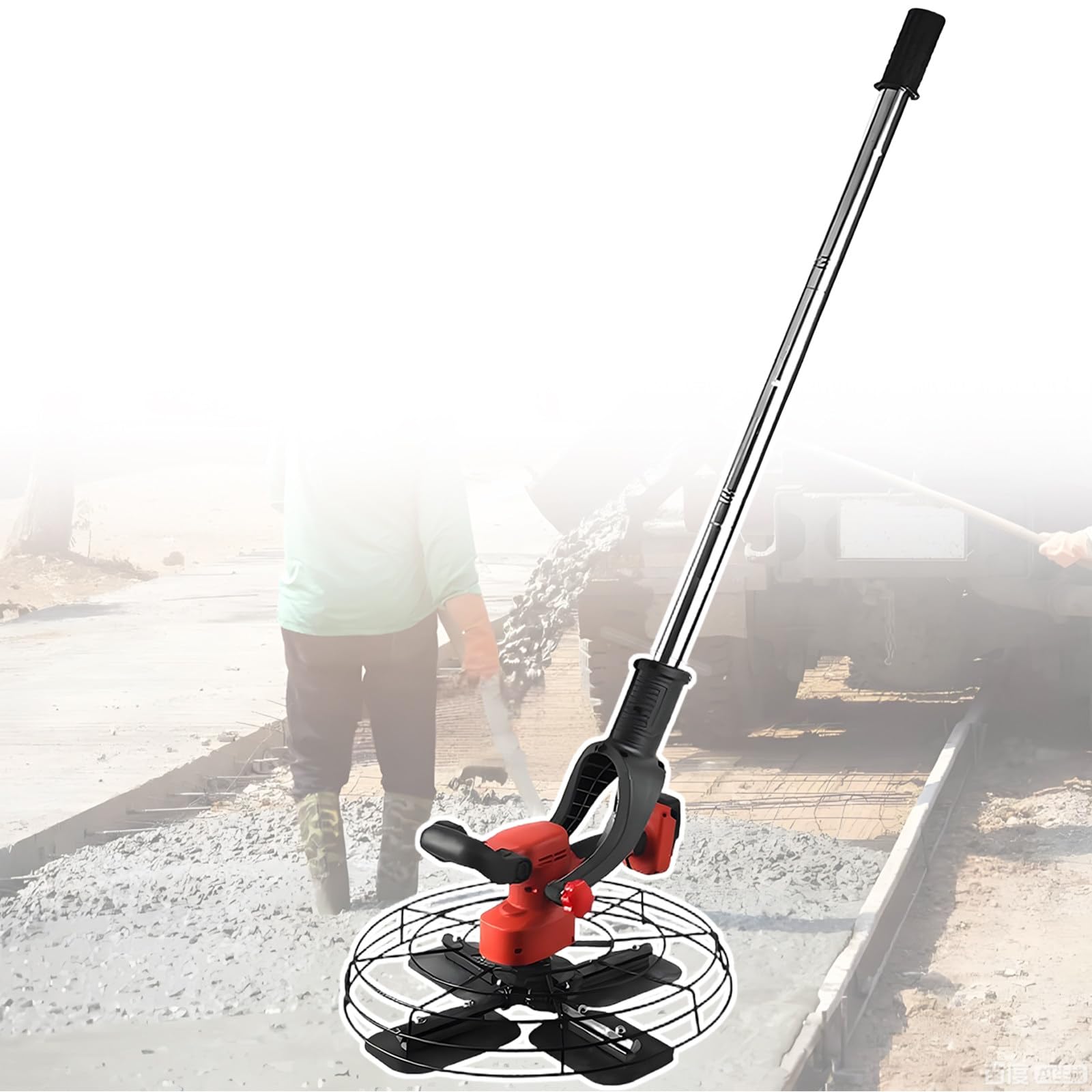 Llanta EléCtrica para HormigóN, Mortero De Cemento, para Tratamiento De Paredes Interiores Y Exteriores, Pulidora De Suelos Comercial, con Protector De 49,5 Cm 30000mAh