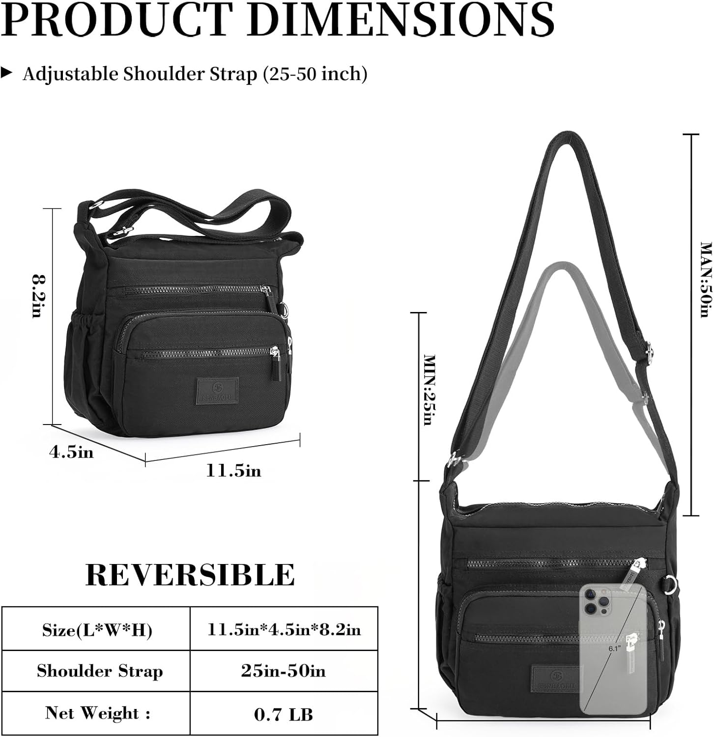 Crossbody Bag for Women Nylon Waterproof Shoulder Bag Small Multi-Pocket Casual Handbag Purse for Daily, Travel - Image 5