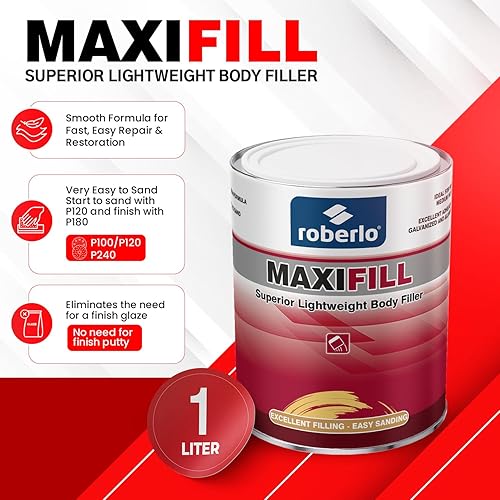 Miniatura 2 de Maxifill Superior Relleno de Carrocería Ligero - Fácil de Lijar, Ligero y Pintable para Reparaciones de Automóviles - Se Adhiere a Fibra de Vidrio,