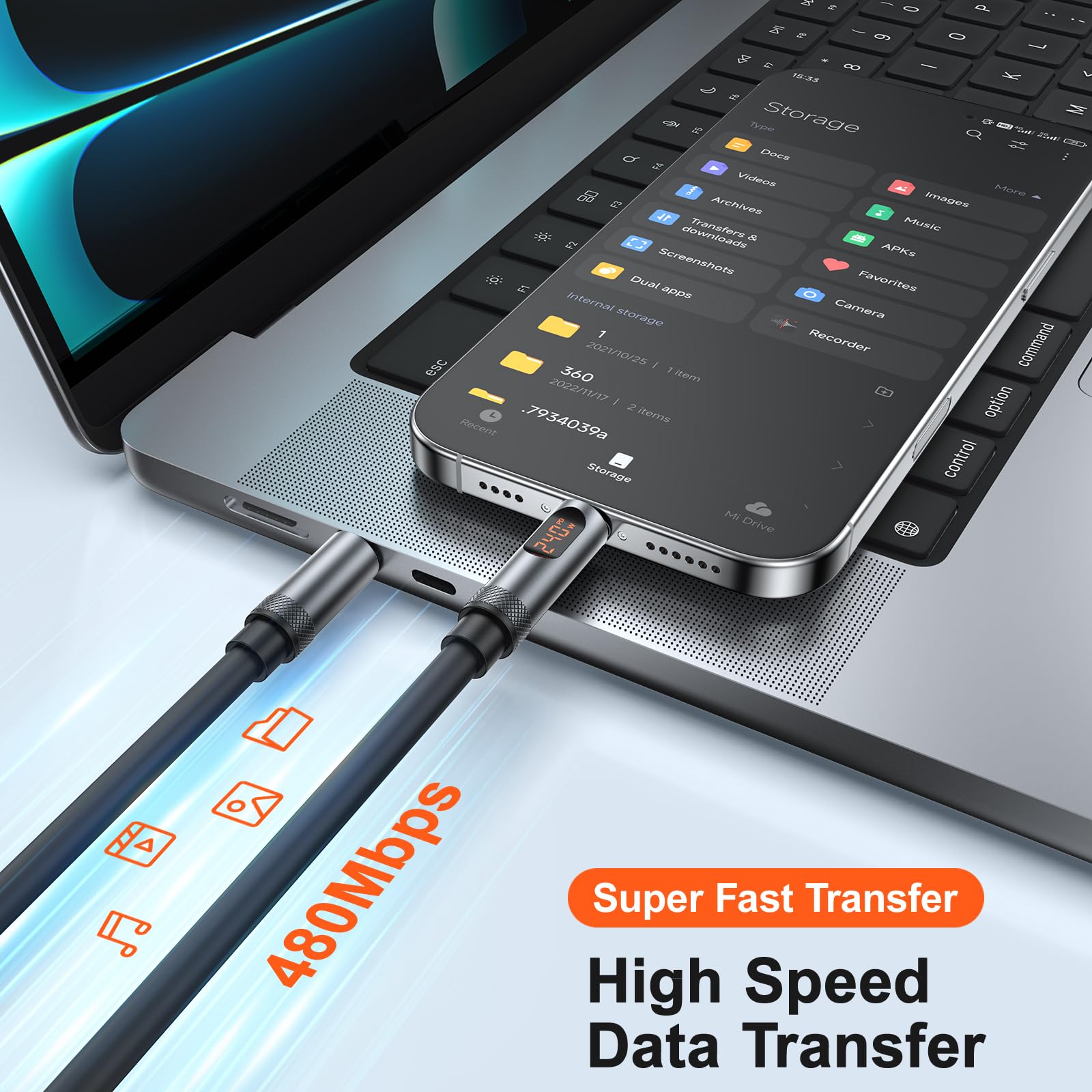 Cable USB C a USB C de 240 W con pantalla, [4 pies/3 unidades] Cable de carga USB C a USB C, cable de carga rápida tipo C compatible con iPhone 16/15 Pro Max, Galaxy S25/S24, MacBook Pro/Air, iPad