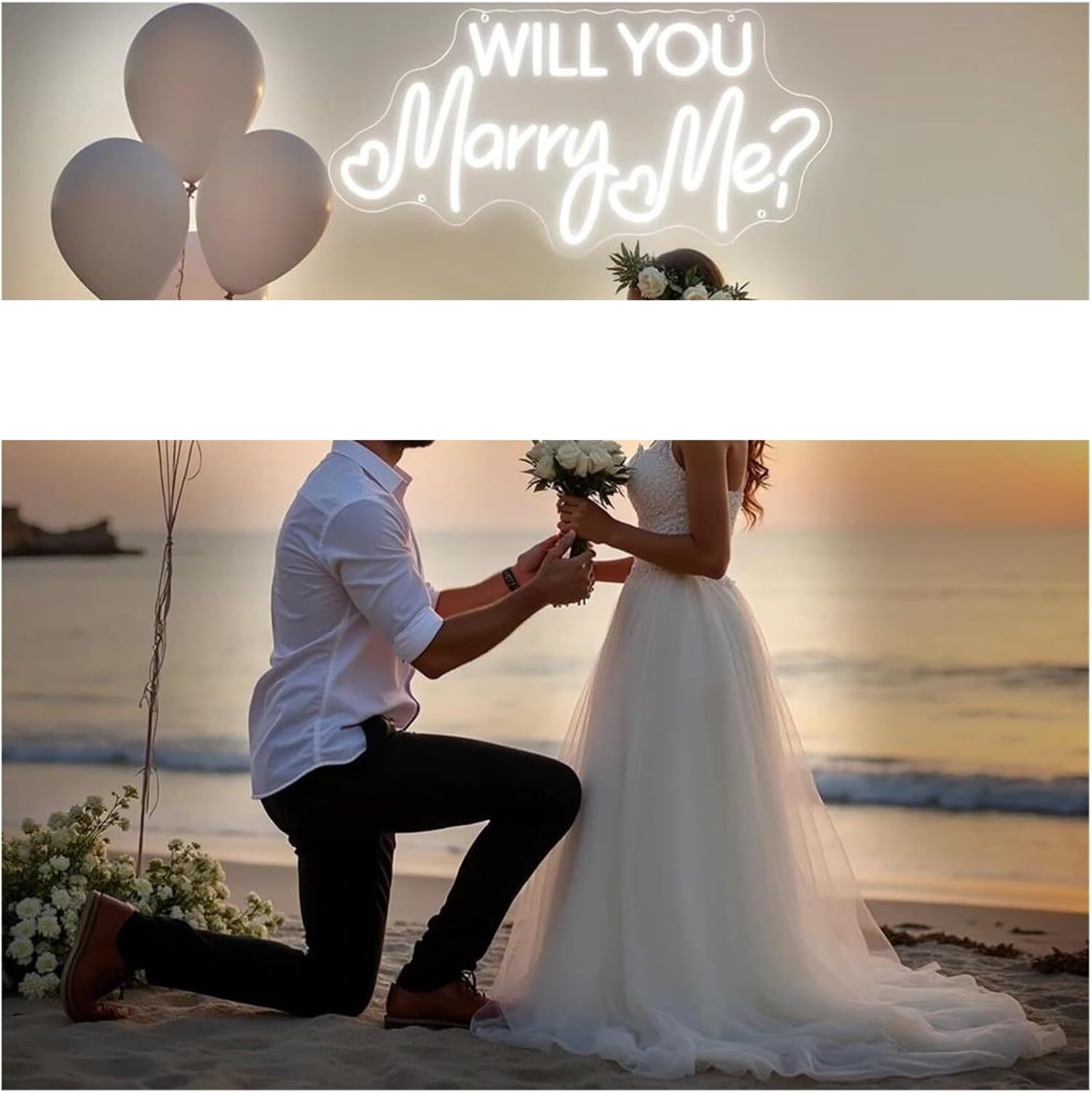 Luces de neón Lámpara de neón con ambiente relajante "¿Quieres casarte conmigo?", luz decorativa para boda(B)