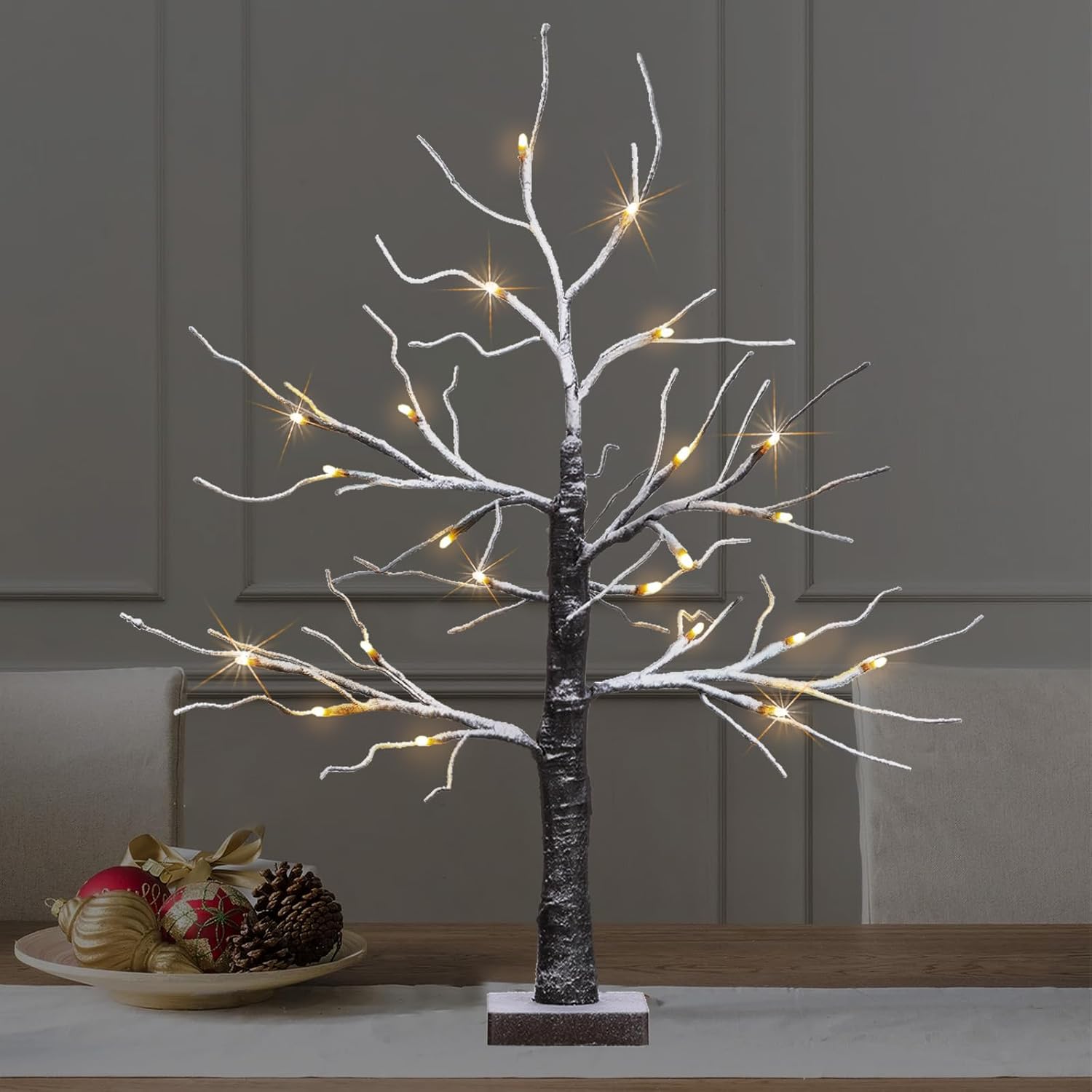 Snow Dusted Tabletop Christmas Tree, 24” Battery Operated
