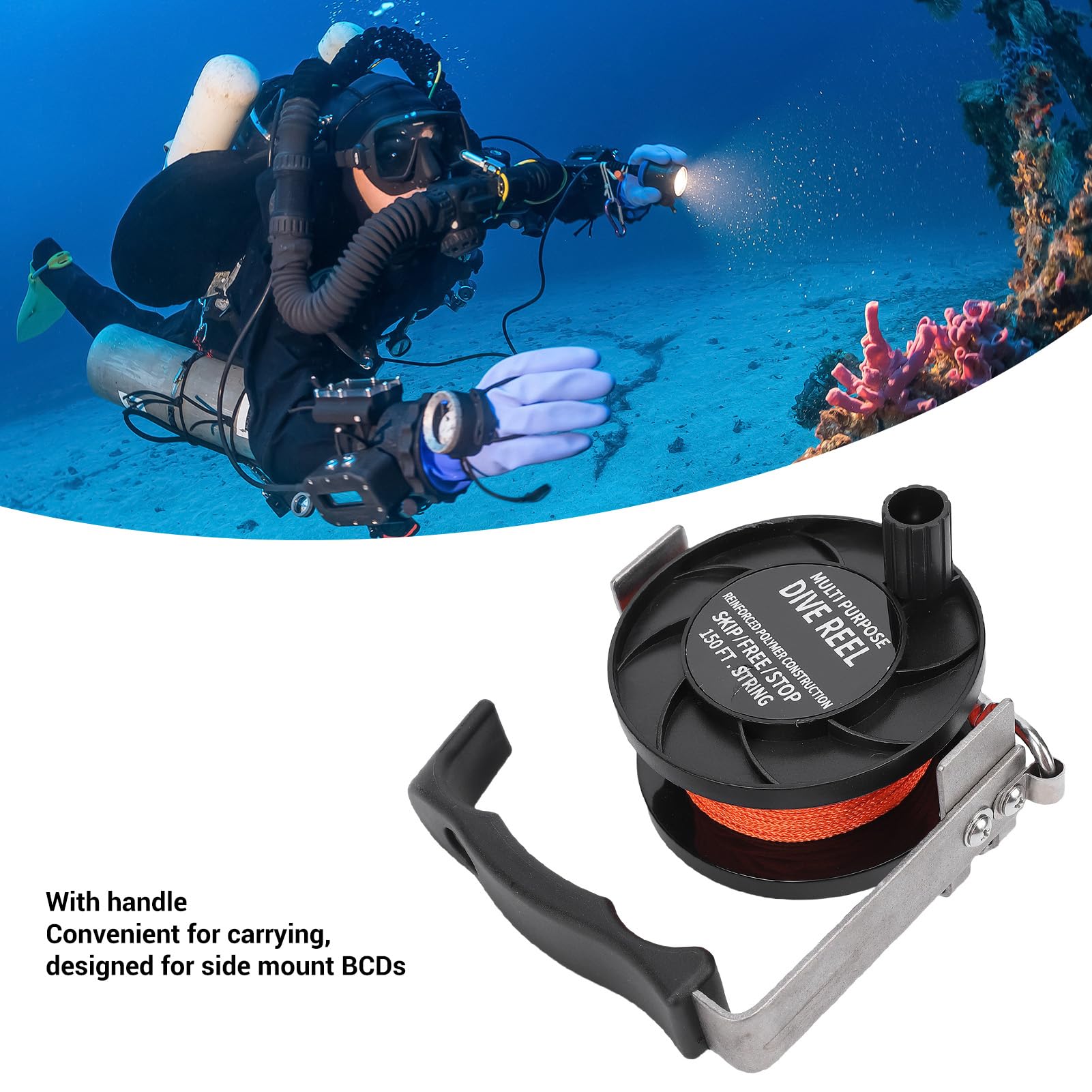 Cryfokt Mulinello da Immersione con Lenza in Nylon da 45,7 M, Bobina in