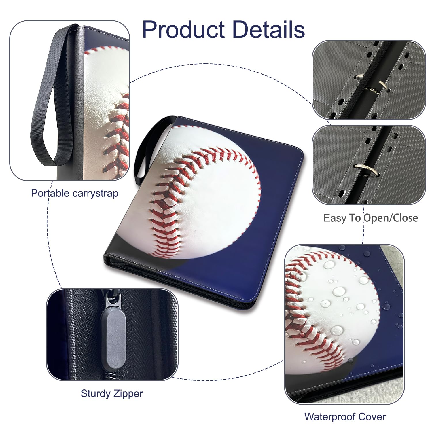 Raccoglitore per carte da baseball con 900 tasche, con pagine nere e maniche, per collezionisti, regalo per ragazzi e ragazze