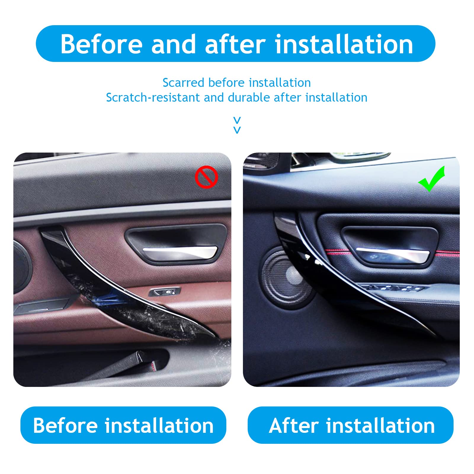 DWVV Schwarz F30 328i Autotürgriff für BMW F30 F31 F32 F33 F34 F36 F80 Griffe der inneren Türverkleidung (Schwarz Rechts)