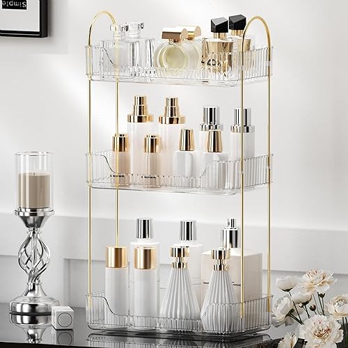 YCIA&DONE Organizador de baño, almacenamiento de maquillaje, estante de bandeja para cosméticos para cuidado de la piel, soporte para perfume para