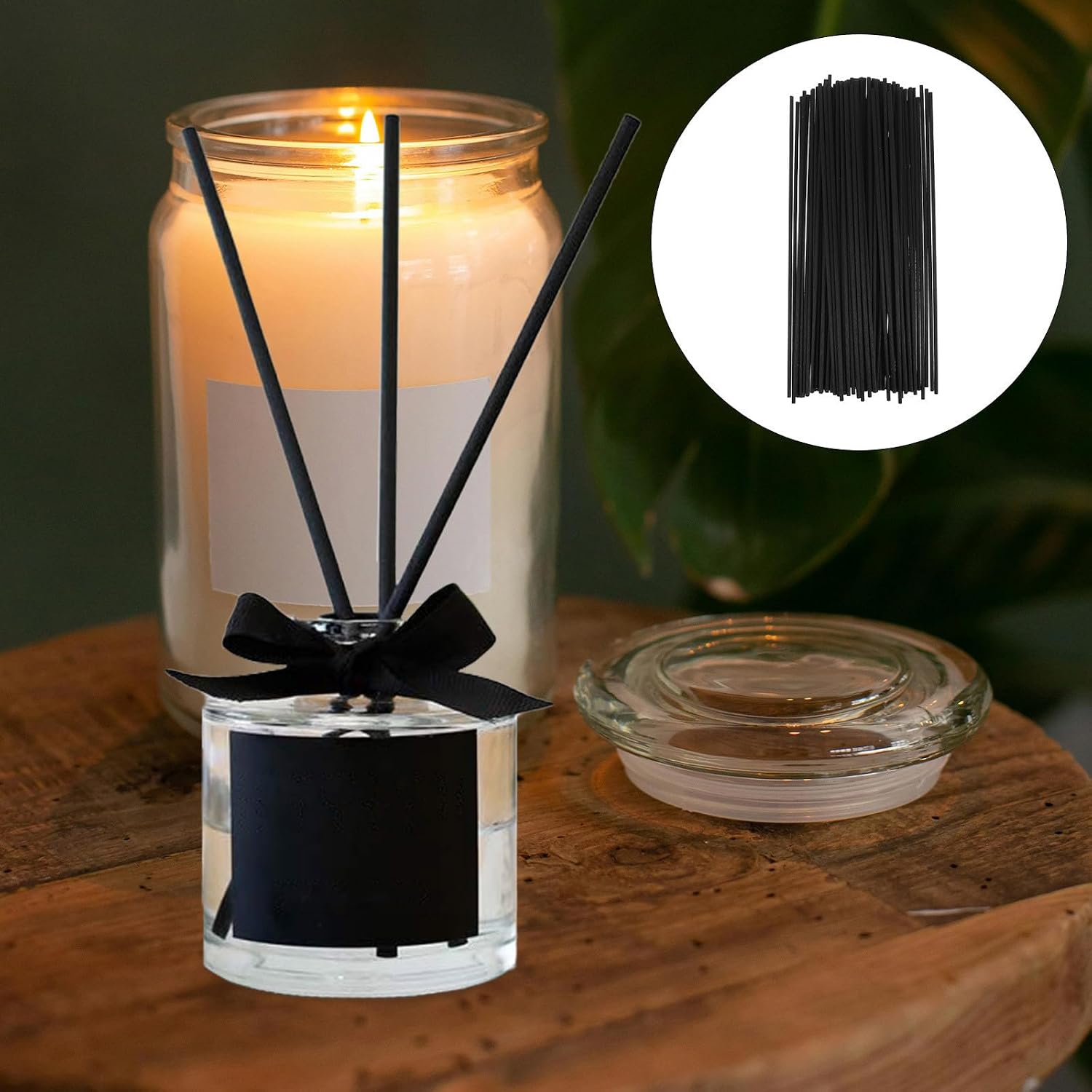 100pcs Black Reed Diffuser Sticks Fibre Replacement for Spa Bathroom