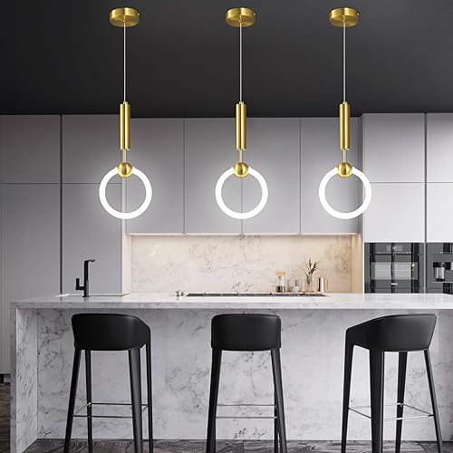 Miniatura 2 de Lámparas colgantes LED modernas, iluminación colgante dorada Simplicity, lámpara colgante circular para cocina, isla, comedor, dormitorio, entrada,