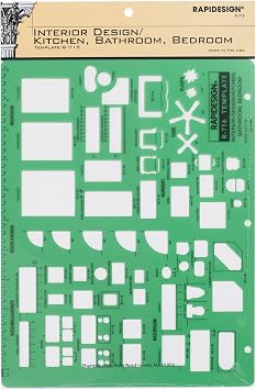 Interior Design Template for Kitchen/Bed/Bath, 1 Each R716,Green