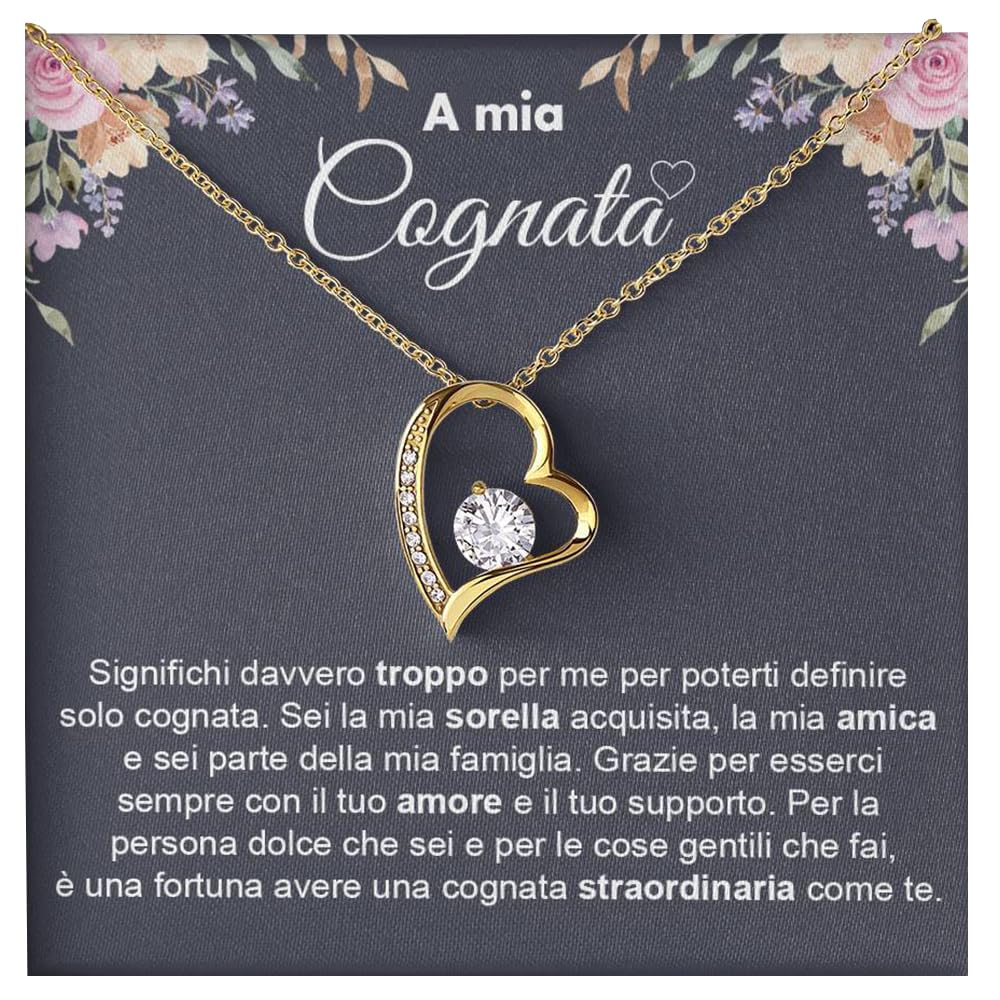 Bramart Collana Donna A Mia Cognata Ti voglio un Mondo di Bene Finitura Argento, Oro Idee Regali per lei Compleanno, Natale - Cofanetto con DEDICA incluso
