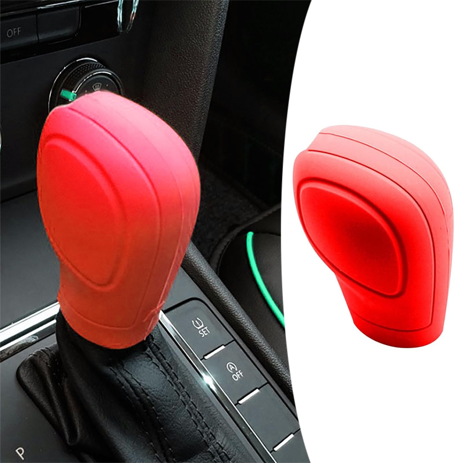 2 PCS Car Shift Cover, Environmentally Friendly Silicone Open Anti-Slip Automatic Knob Gear Lever Protective Cover, Universal Decorative Accessories, Suitable for Most Car (Red)