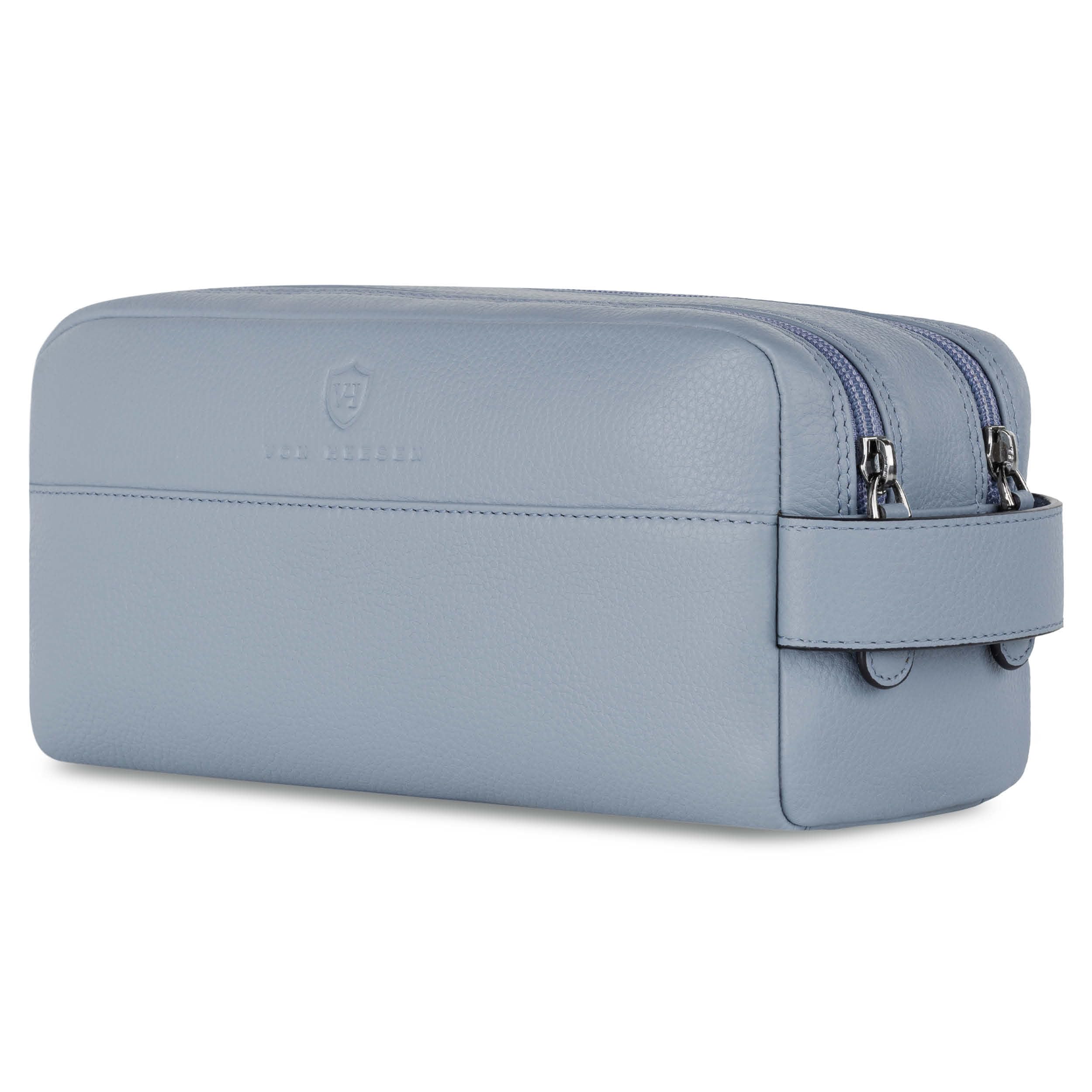 VON HEESEN Kulturbeutel Leder Kulturtasche für Herren & Damen - Echtleder Necessaire ideal zum Reisen - Waschtasche und Kosmetiktasche