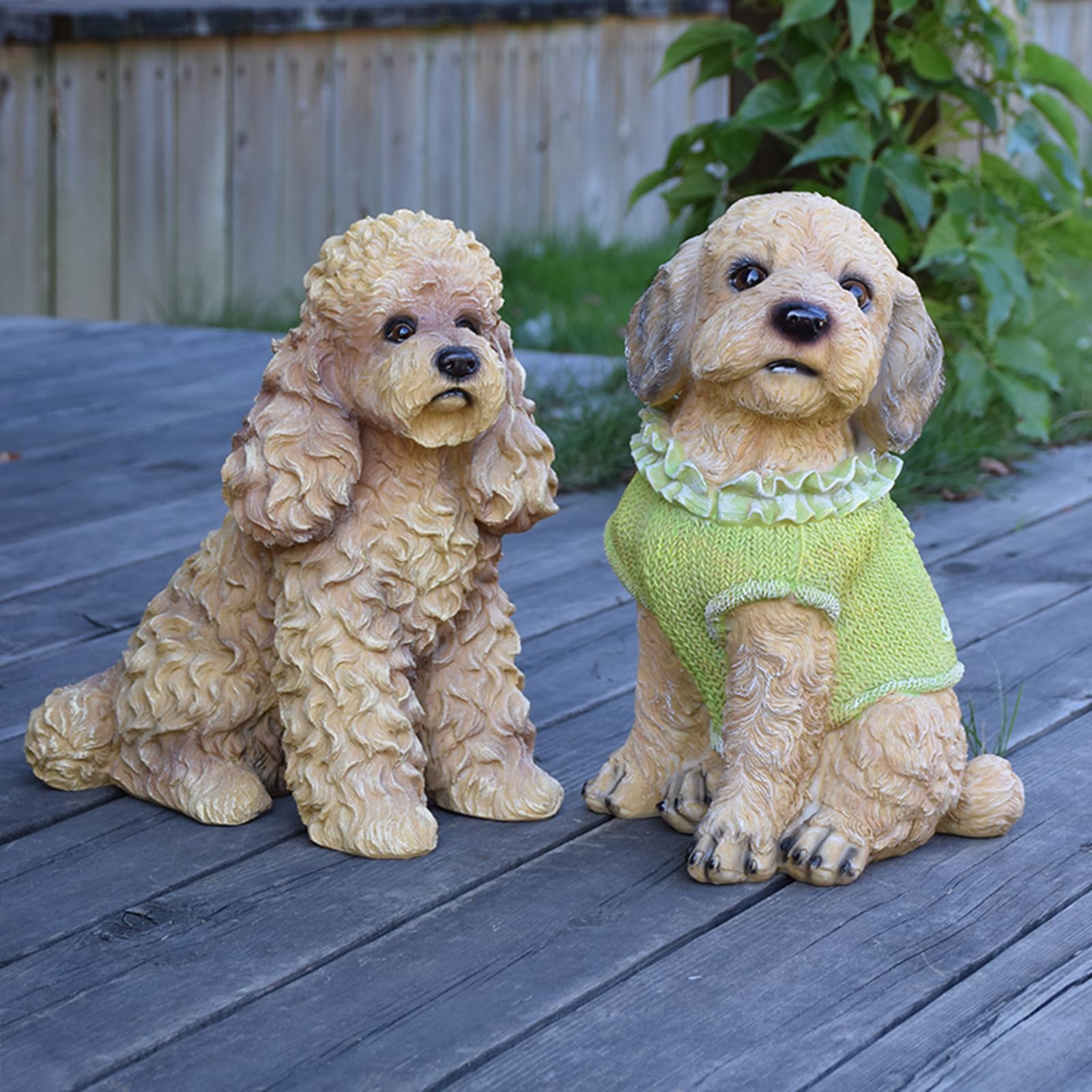 Scultura Cane Teddy Resina Artigianale, Decorazione Giardino Villa Ingresso Interni per Appassionati di Animali,Giallo,19 * 18 * 30 cm