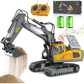 Remote Controlled Car Excavator Toy for Ages 3+ Sand Vehicles Metal Remote Controlled 11CH 2.4 GHz RC Excavator with Light and Sound 680  Rotation Gifts for Boys from 5 6 7 8 9 10 11 12