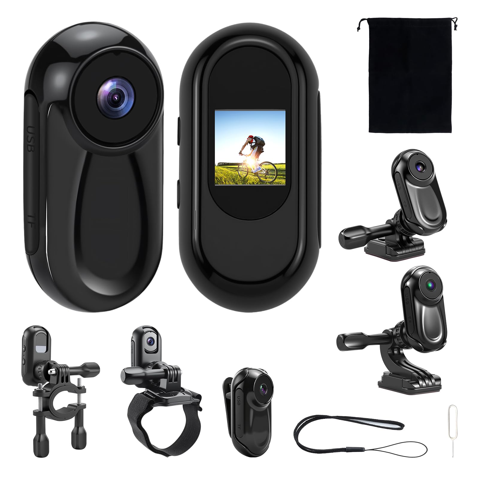 Cámara de Acción 1080P,Portátil Cámara Deportiva con Visión Nocturna 120° cámara de Casco con Pantalla 0.85'',Mini cámara de Video Corporal Camara Casco Moto,Mini Vlog Camera Video Bodycam