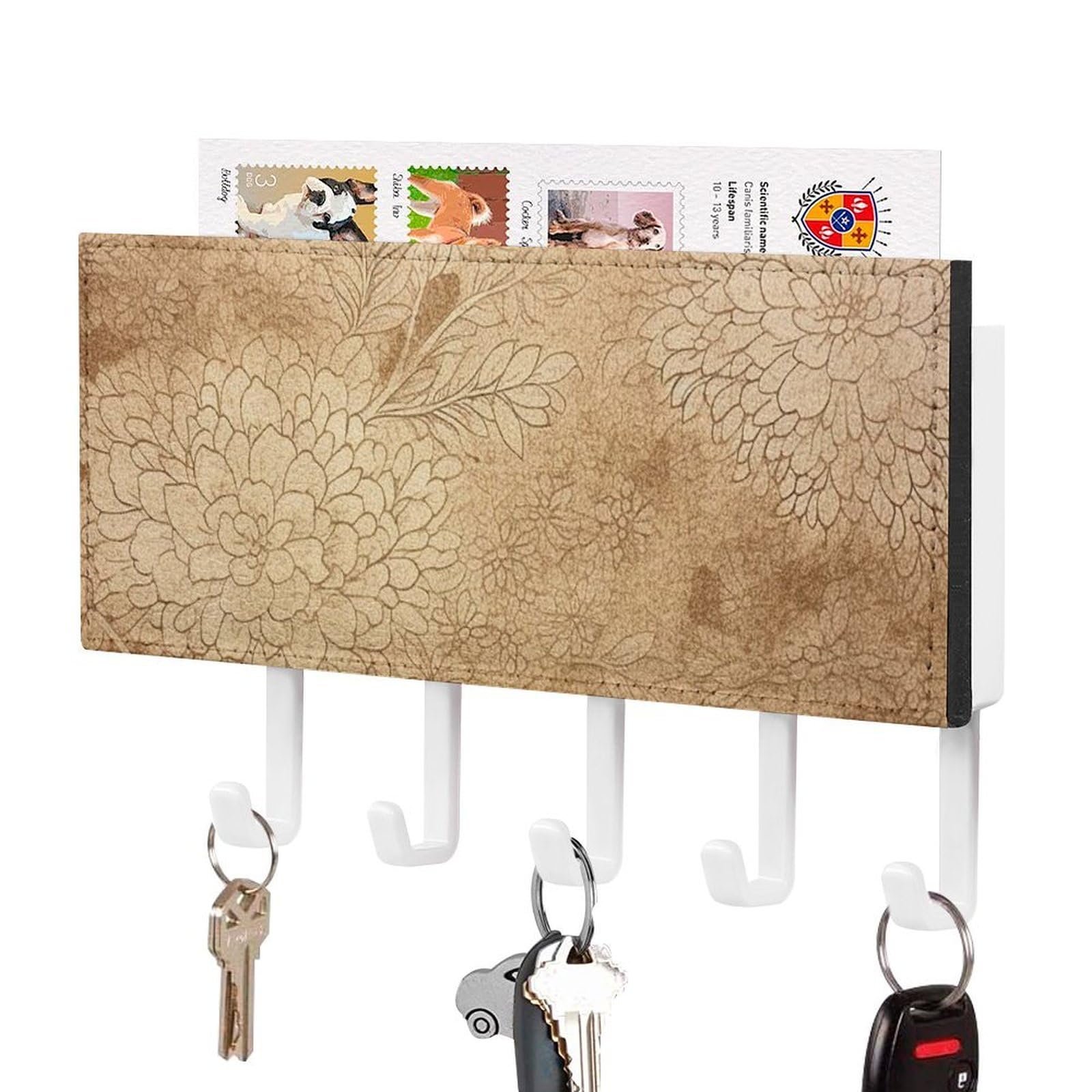 Soporte para llaves pared de 5 ganchos dorado para decoración