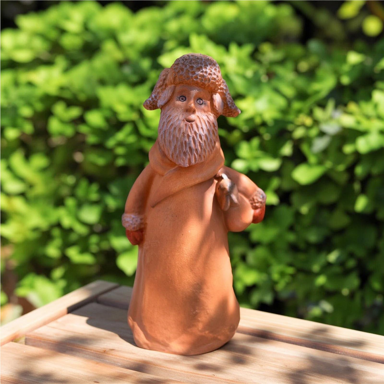 Gartenfigur aus Magnesiumoxid Antik Gartenstatue mit Terrakottafarben-Finish Handgearbeitet Gartenfigur für Sammler, Balkon