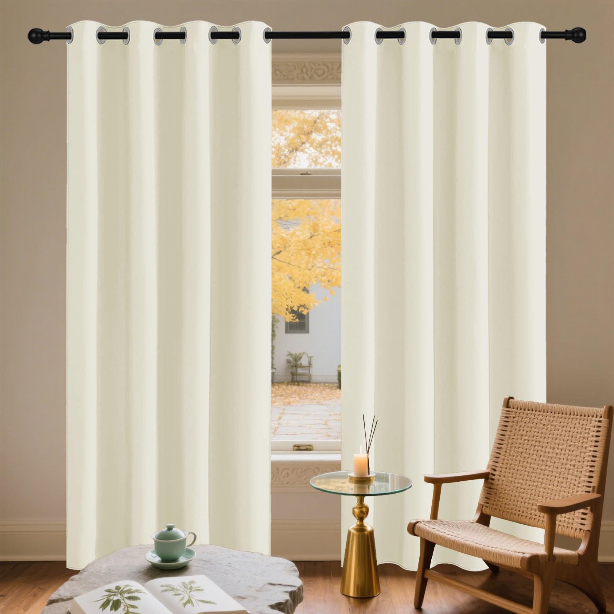 Rideau Occultant Thermique Isolant Anti Chaleur 187 x 201 cm Beige