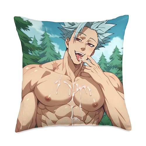 Sexy Bara Tiddies Gay Yaoi Muscles Manga Christmas Fun Gift Throw Pillow - 18x18