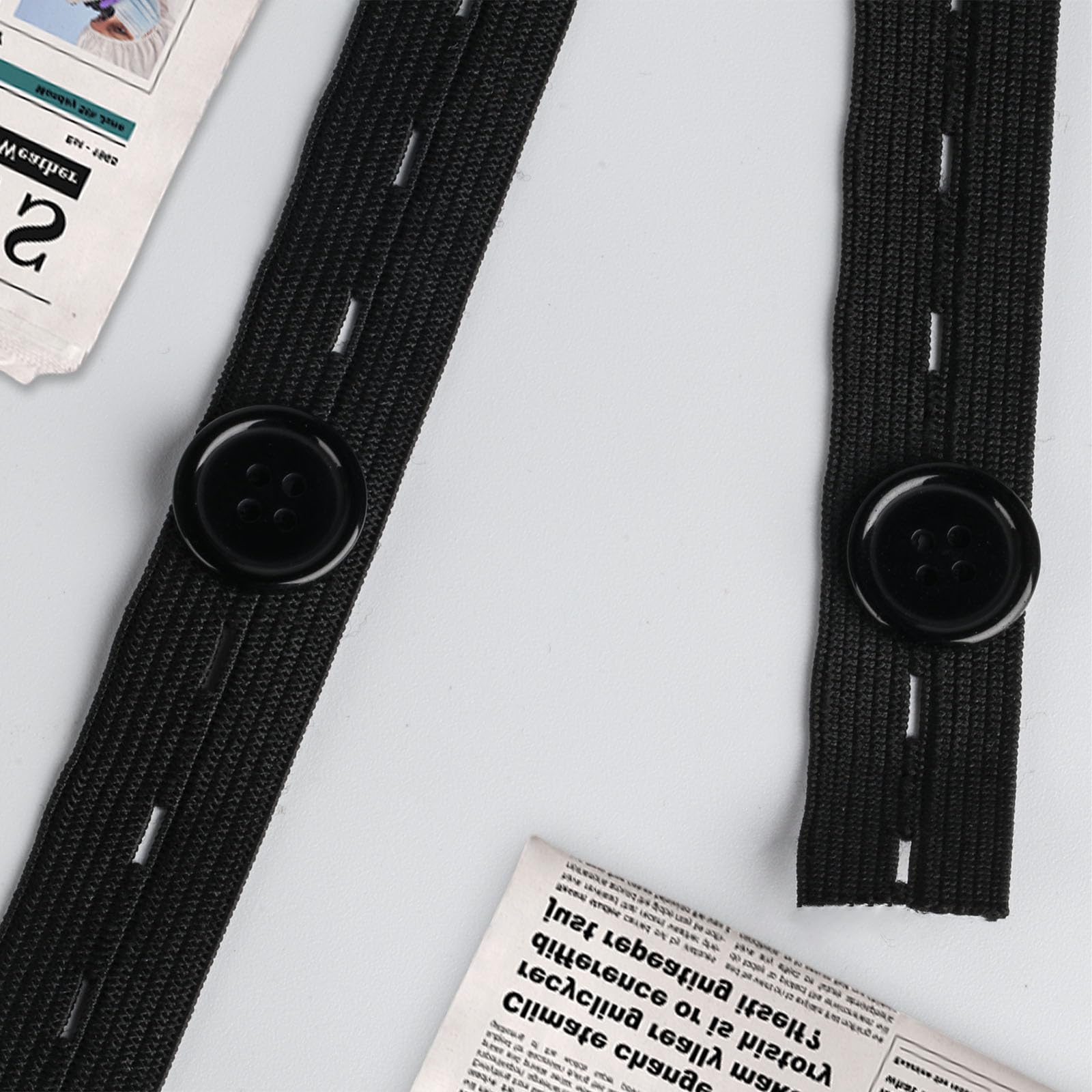 Elastico Con Asole Per Cucito - Nero 19mm X 5m Con Bottoni Per Fai Da Te