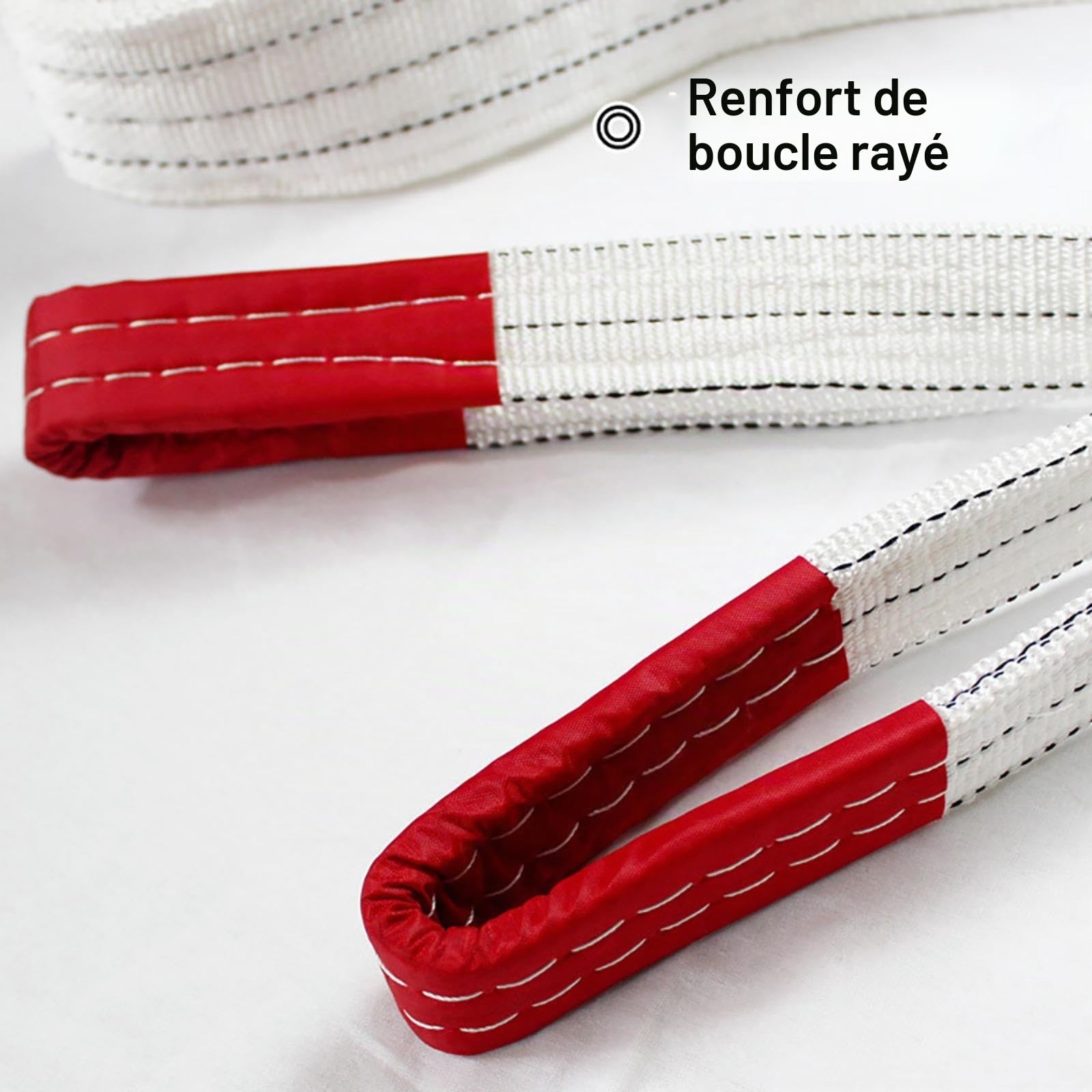 Sangle de chargement pour grue, 2 pièces 2 tonnes 2 m, sangle de levage en toile polyester de 10 mm d’épaisseur, sangle de levage en toile pour soulever des marchandises ou des véhicules