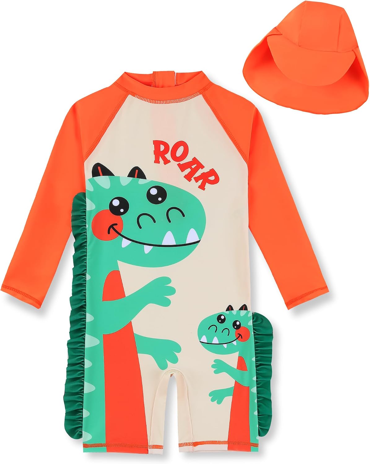 Girls Long Sleeve Rashguard Sets Kids One Piece Swimsuit Bathing Suit UPF 50+ UV Zipper Swimwear