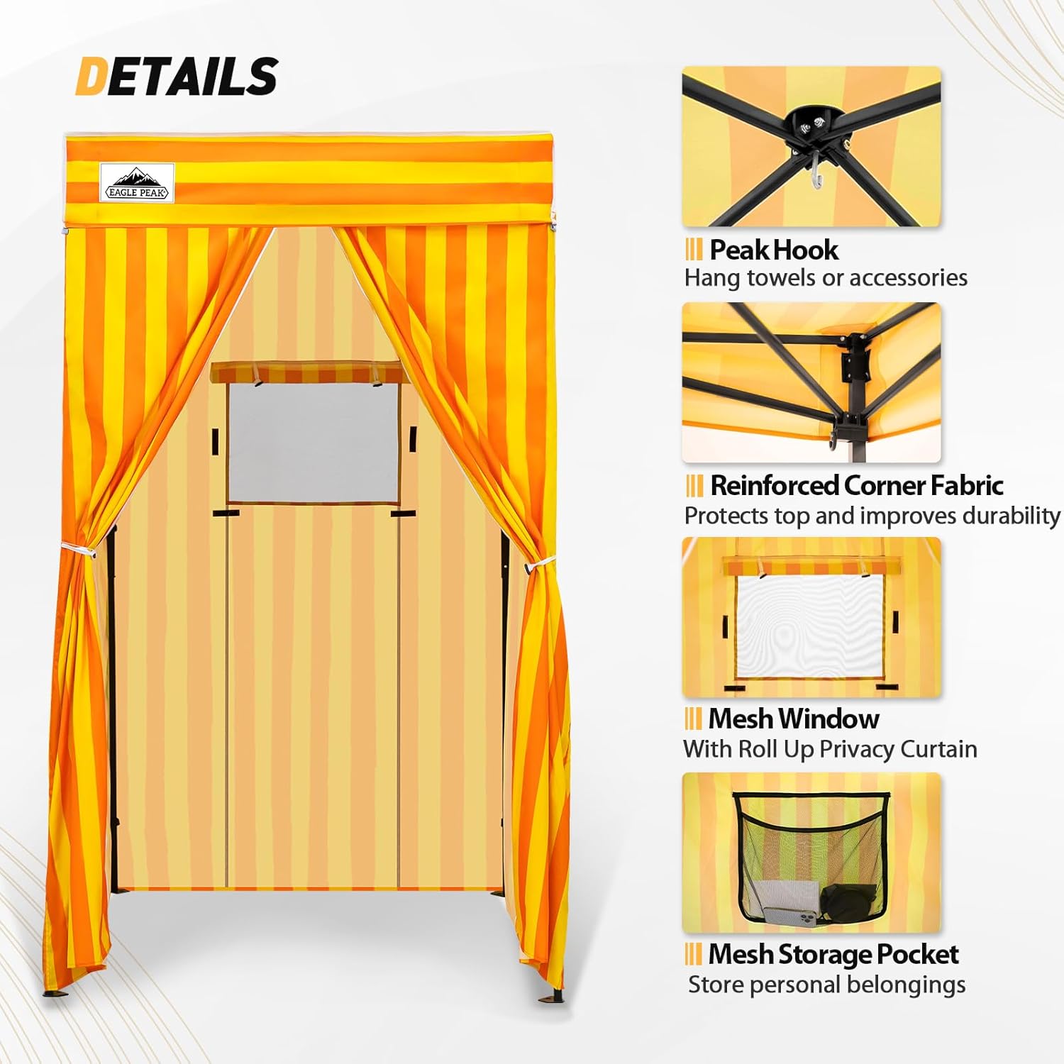 EAGLE PEAK Flex Compact 4x4 Pop-up Canopy Changing Room, Portable Privacy Dressing Room for Indoor Fashion Photoshoots, Camping, or Pool, Yellow/Orange