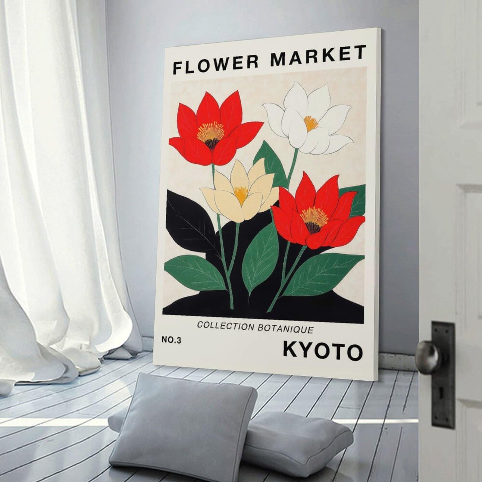 Junmoney Home Decor Wall Art Kyoto Flower Market Travel Art Print, 24x36inch(60x90cm), for Hallway, Bedroom Or Modern Interiors, Gift Idea for Housewarming And Birthdays