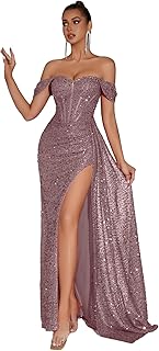 Evening Sequin Off-Shoulder Formal Gown