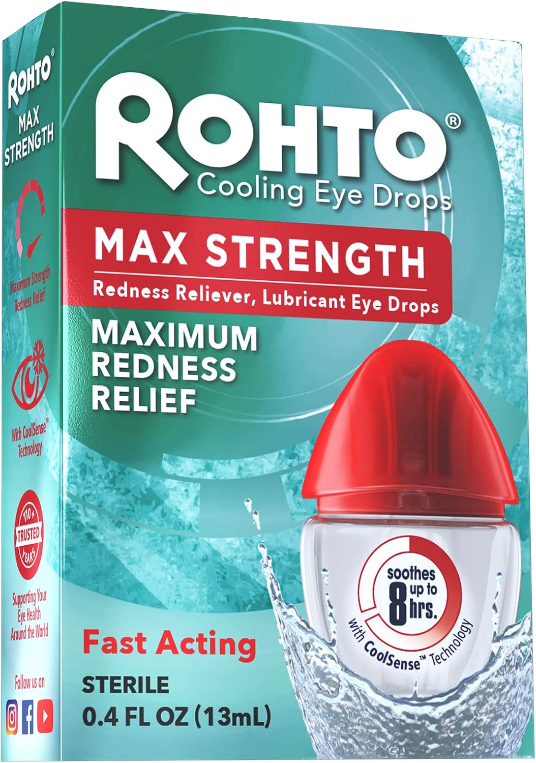 Rohto Maximum Redness Relief Cooling Eye Drops (Pack of 6