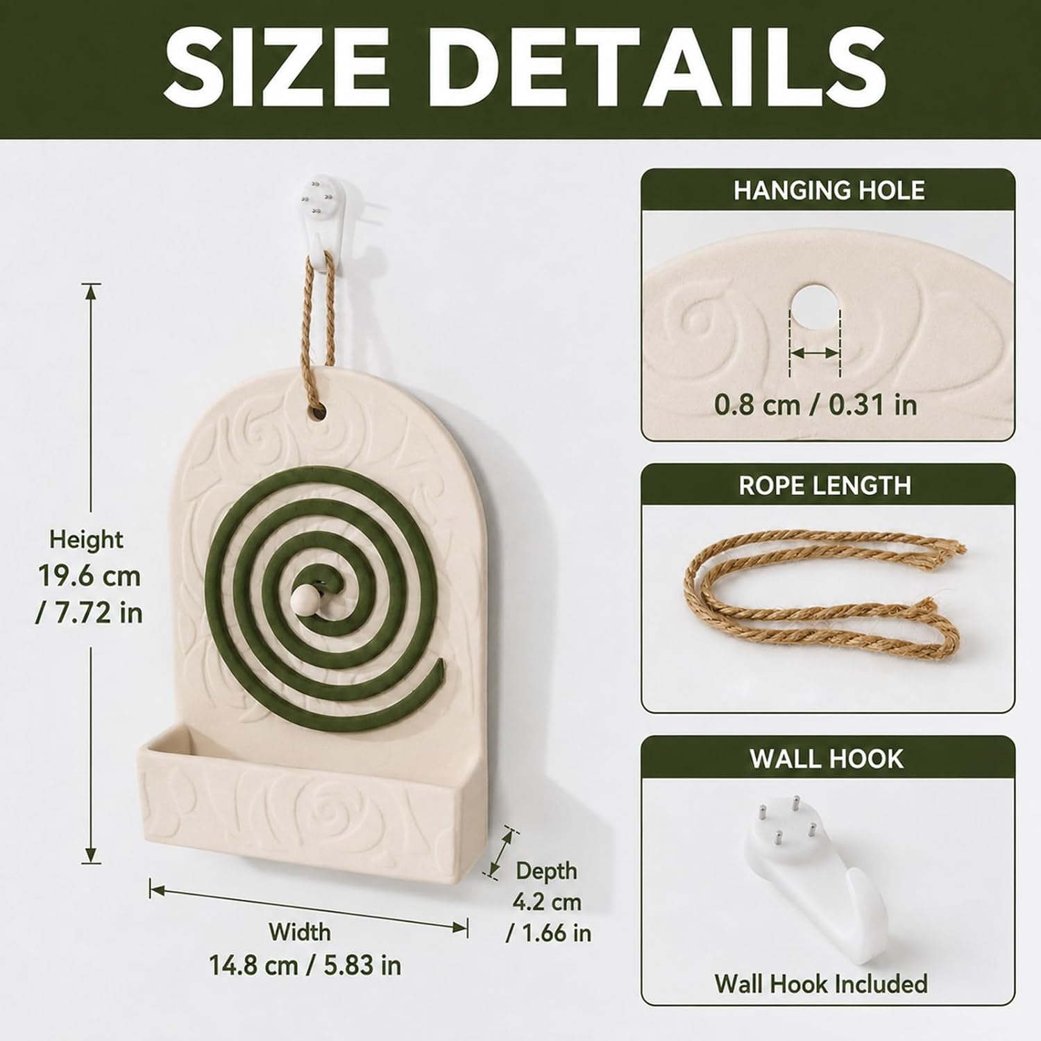 MOUGIGI Retro Ceramic Mosquito Coil Holder | Wall & Tabletop Ash Catcher