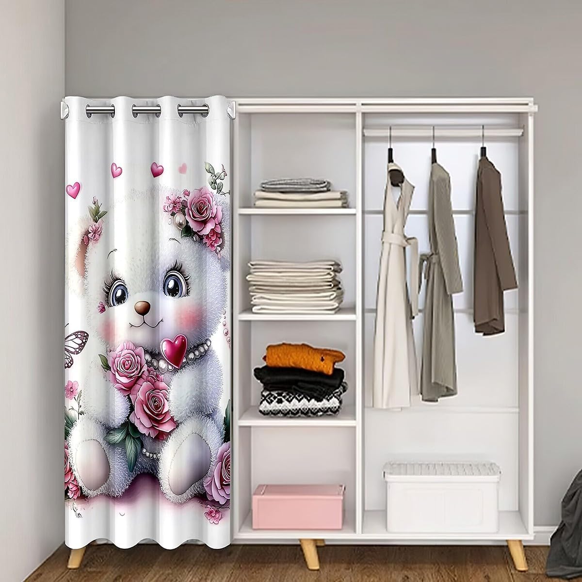 Feelyou Cute Highland Cow Doorway Curtain Privacy 1 Panel, 42"x80" Bowknot Highland Cattle Door Cover Curtain Flowers Floral Pattern 30%-50% Room Darkening Blackout Curtain Western Farmhouse Animal